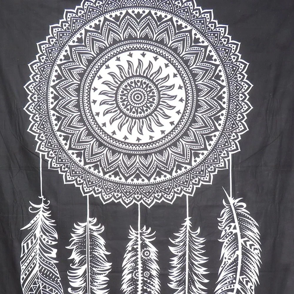 Oussum Black & White Mandala Wall Décor Bohemian Tapestry for Bedroom Decoration